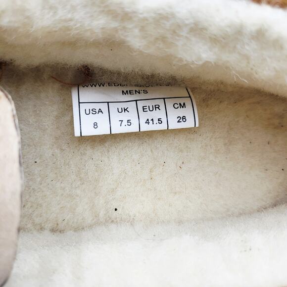 Eddie Bauer Tan Light Brown Suede Shearling-Lined Moccasin Slippers Men's Size 8 - Picture 10 of 11